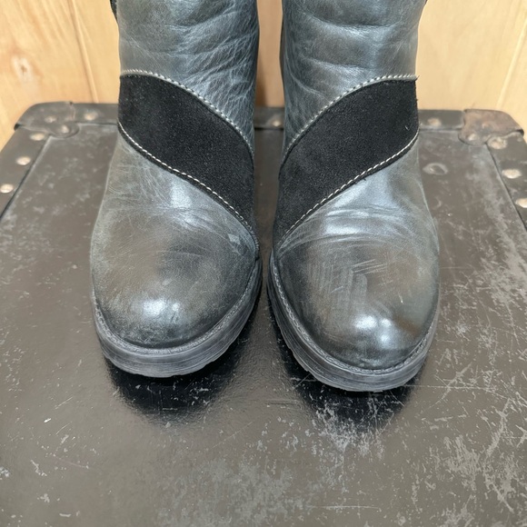 Dromedaries Leather Booties Size 6 36 Black Gray Leather Suede Short Boots Shoes - Picture 4 of 15